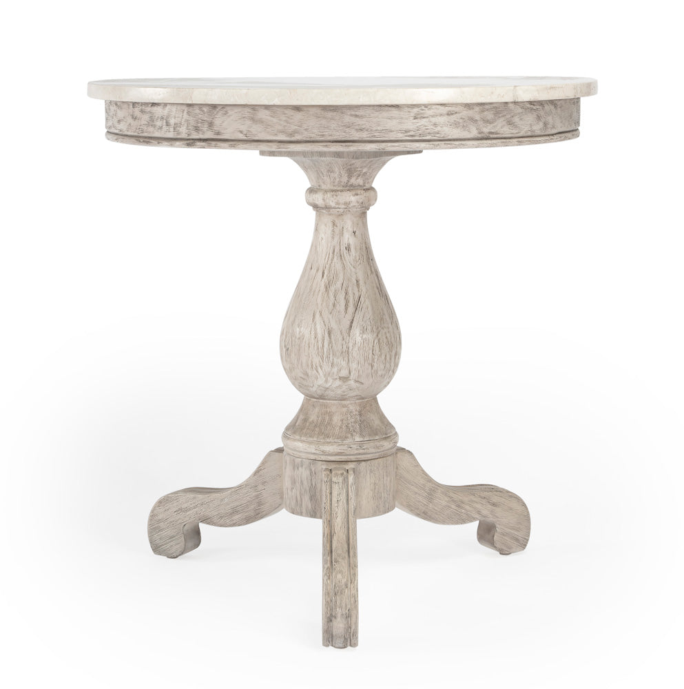 Butler Specialty Company - Danielle 24 in. W Round Marble & Wood Pedestal Side Table, Gray - 5515329