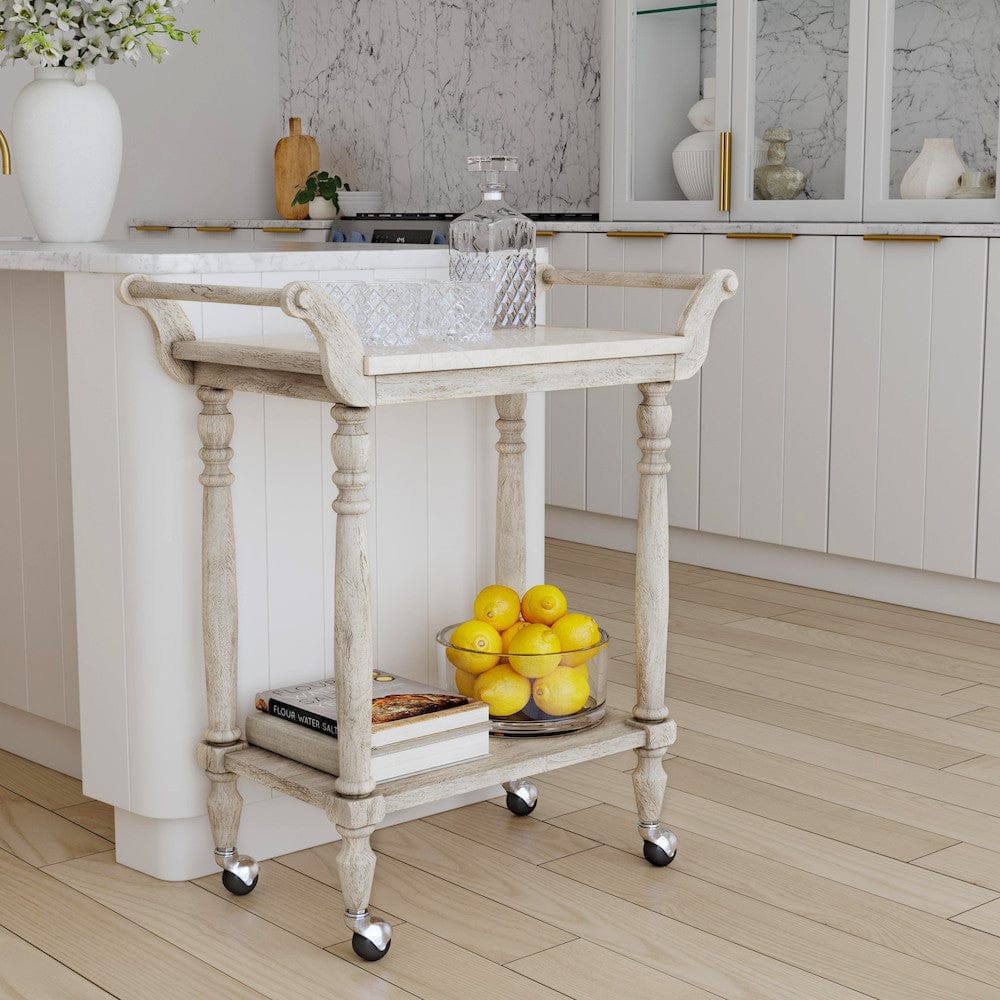 Butler Specialty Company - Danielle 30 in. W Rectangular Marble & Wood 2 Tier Bar Cart, Gray - 5518329 view 6