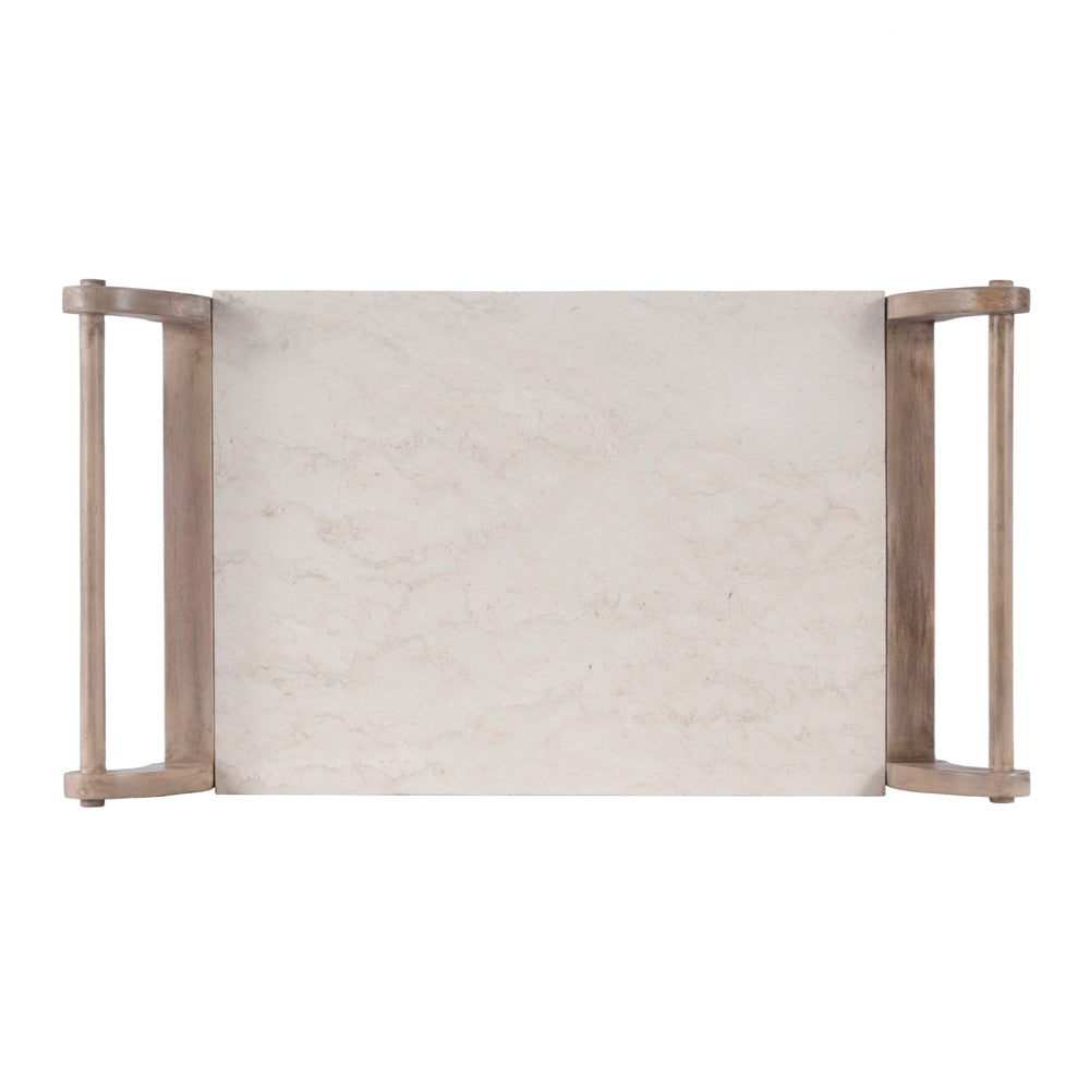 Butler Specialty Company - Danielle 30 in. W Rectangular Marble & Wood 2 Tier Bar Cart, Tan/Beige - 5518415