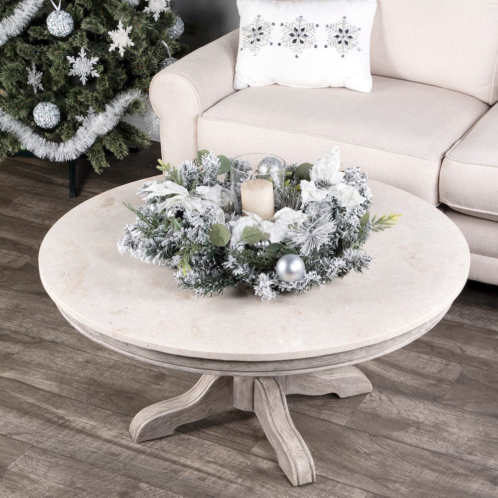 Butler Specialty Company - Danielle 38 in. W Round Marble & Wood Coffee Table, Gray - 5516329 view 7