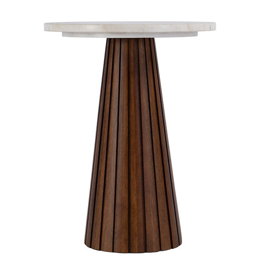 Butler Specialty Company - Dara 14 in. W Round Marble and Wood Side Table, Brown - 5806389 View 2