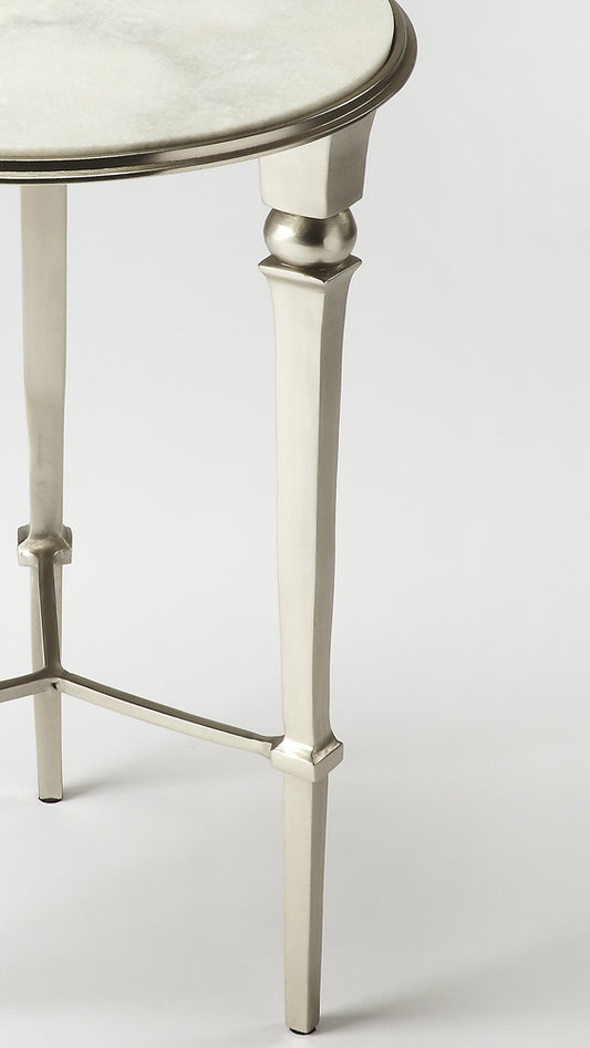 Butler Specialty Company - Darrieux 16 in. W Round Marble & Metal Side Table, Silver - 3667260