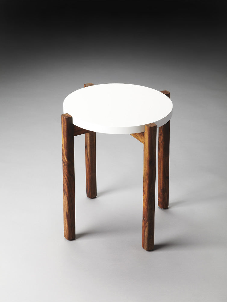 Butler Specialty Company - Del Mar 16 in. W Round Wood Contemporary Side Table, White/Brown - 3302140_CLOSEOUT