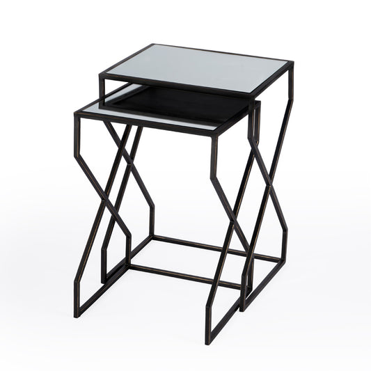 Butler Specialty Company - Demi Modern Mirror & Iron Set of 2 Nesting Tables, Black - 5605025_CLOSEOUT
