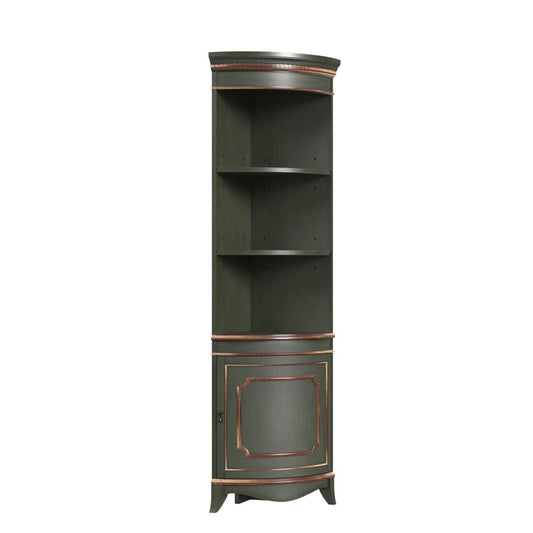 Butler Specialty Company - Dowling 24 in. W x 73 in. H Quarter Round Wood Corner Cabinet w 3 Open Shelves and 1 Lower Storage Cabinet, Pastel Green - 3621482 view 2