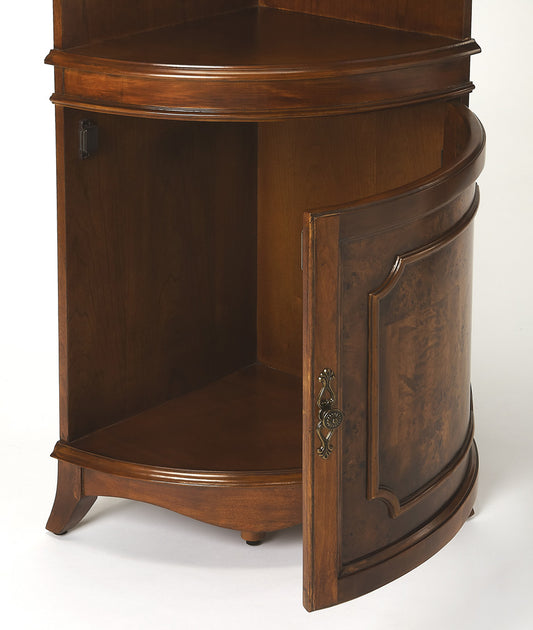 Butler Specialty Company - Dowling 24 in. W Quarter Round Wood 1 Door Accent Corner Storage Cabinet, Medium Brown - 3621101