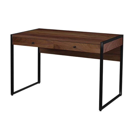 Butler Specialty Company - Drake 47 in. W Rectangular Wood & Metal 2 Drawer Writing Desk, Medium Brown - 5574421