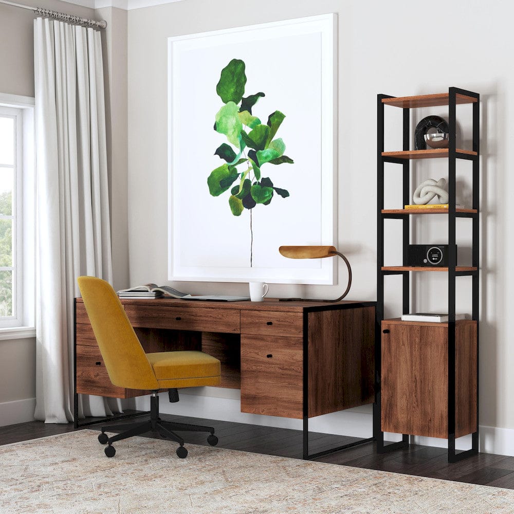 Butler Specialty Company - Drake 64 in. W Rectangular Wood & Metal 2 Drawer Writing Desk, Medium Brown - 5573421 view 6