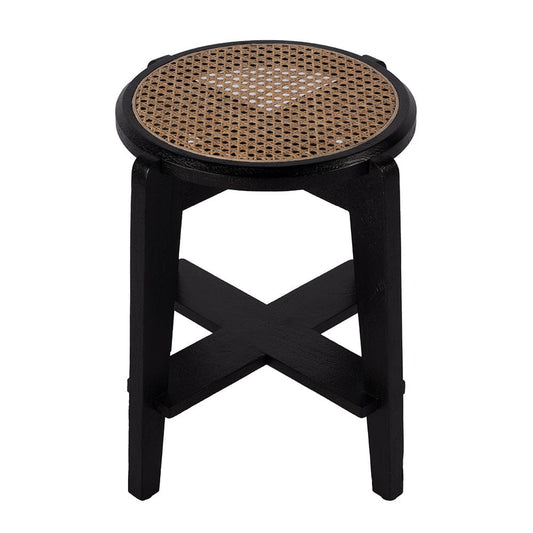 Butler Specialty Company - Dryden 18 in. Seat Height Round Cane and Wood Backless Stool, Black, Natural - 5860140 View 2