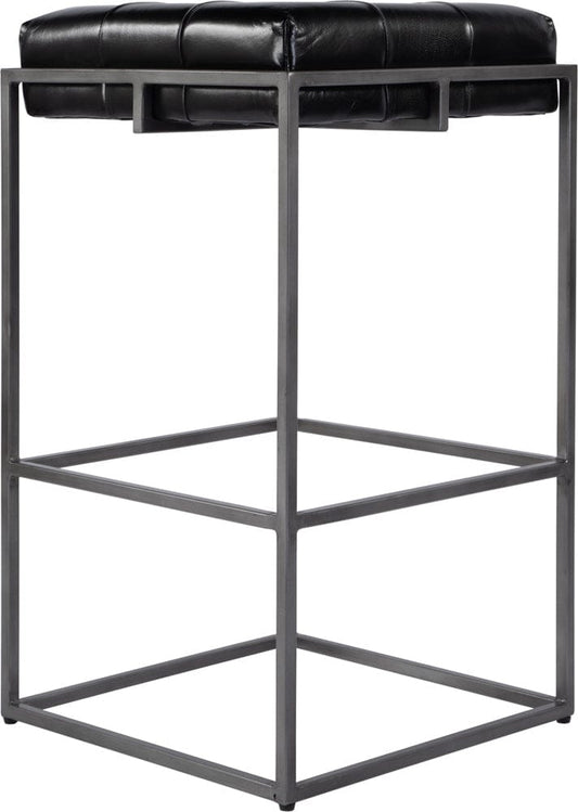 Butler Specialty Company Dudley 31 in. Seat Height Leather and Iron Bar Stool - Black,Silver - 5886034 view 2