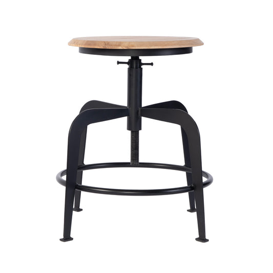 Butler Specialty Company - Edison 20-27 in. Adjustable Seat Height Iron and Wood Bar Stool, Black, Natural - 5970330 view 2