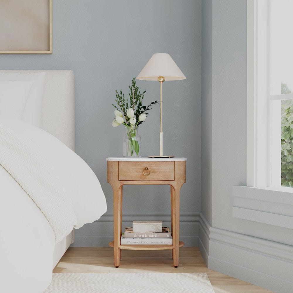 Butler Specialty Company - Ellen 18.25 in. W Oval Marble and Wood 1 Drawer Nightstand, Natural - 5626312 view 6