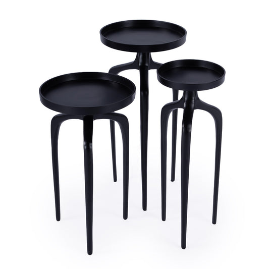 Butler Specialty Company - Emilie Outdoor Round Metal Set of 3 Scatter Tables, Black - 4421437