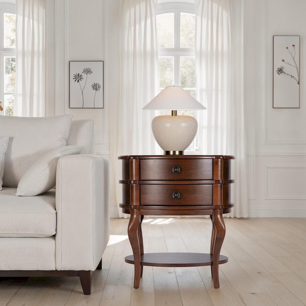 Butler Specialty Company - Ethel 25 in. W Oval Wood 2 Drawer Accent Table w Open Shelf, Brown - 6244024 view 5