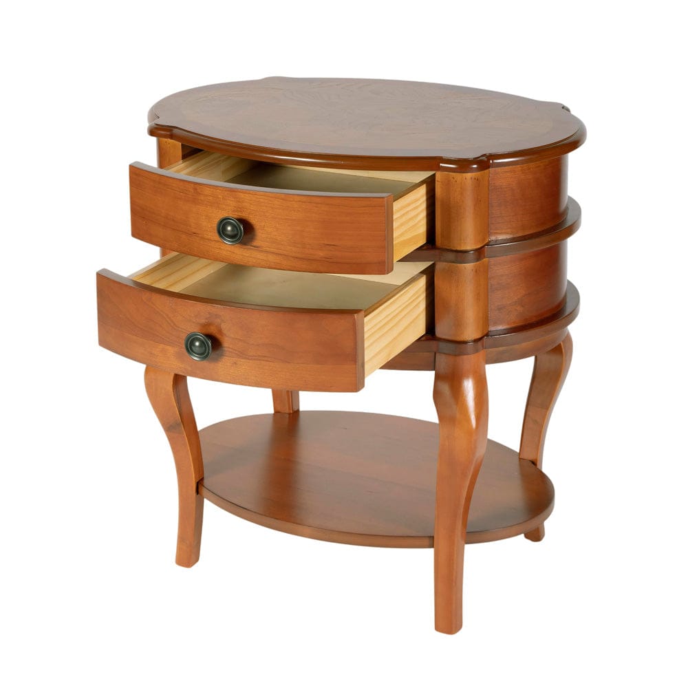 Butler Specialty Company - Ethel 25 in. W Oval Wood 2 Drawer Accent Table w Open Shelf, Light Brown - 6244101 view 2