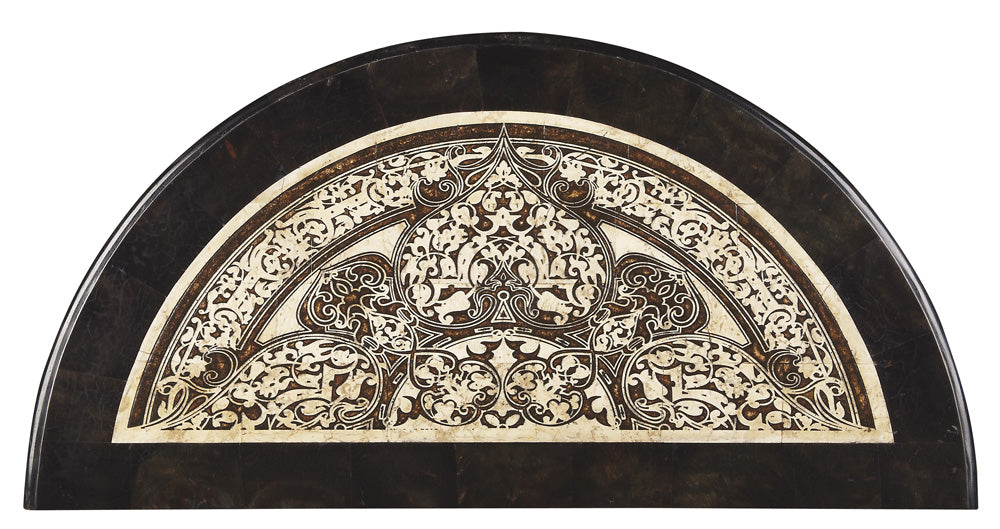 Butler Specialty Company - Fabiola 30 in. W Demilune Wood & Fossil Stone Console Table, Multi-Color - 2970025