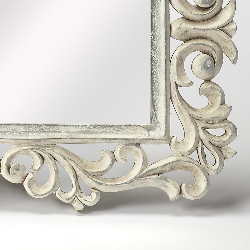 Butler Specialty Company - Favart 21.75 in. H x 22.5 in. W Rectangular Mirror & Wood Carved Accent Wall Mirror, White - 3681290
