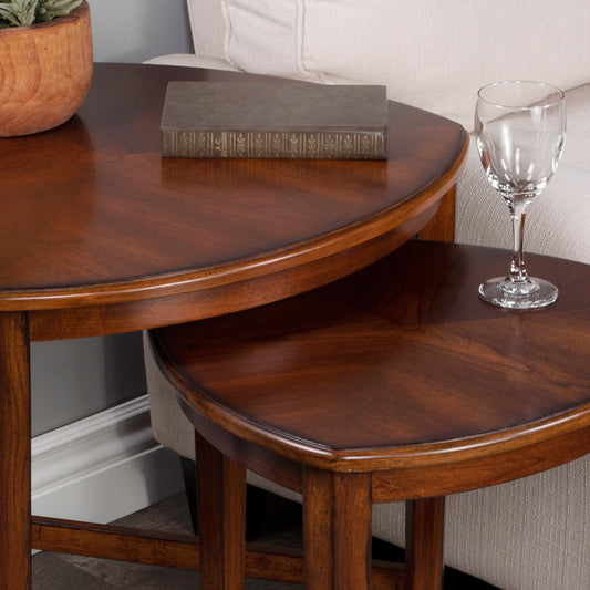 Butler Specialty Company - Finnegan Triangular Wood Set of 2 Nesting Tables, Medium Brown - 7010011