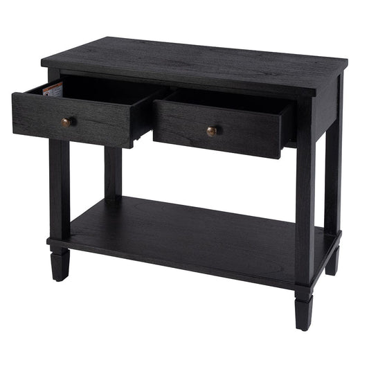 Butler Specialty Company - Flagstaff 36 in. W Rectangular Wood 2 Drawer Console Table w Lower Open Shelf, Black - 5729432 View 2