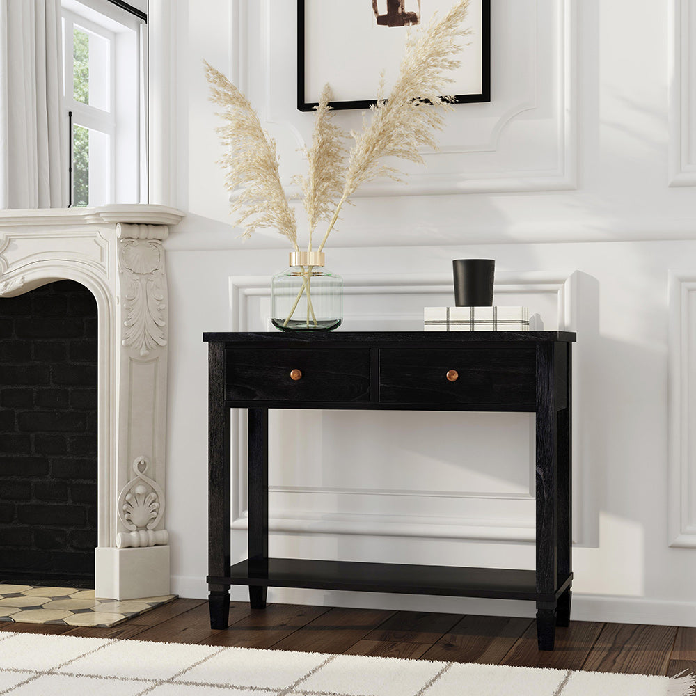 Butler Specialty Company - Flagstaff 36 in. W Rectangular Wood 2 Drawer Console Table w Lower Open Shelf, Black - 5729432 View 6