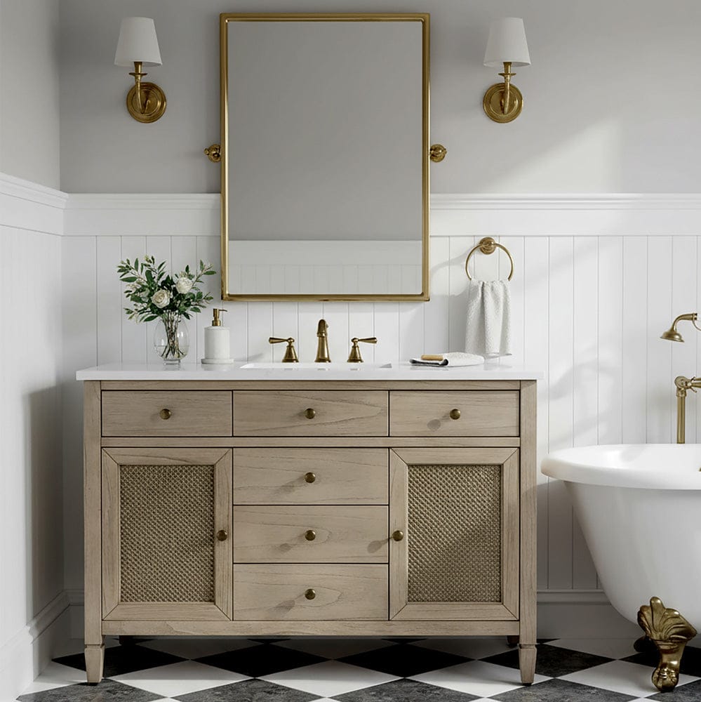 Butler Specialty Company - Flagstaff 48 in W. Wood & Quartz 5 Drawer Single Sink Bathroom Vanity, Beige - 5989449 view 4