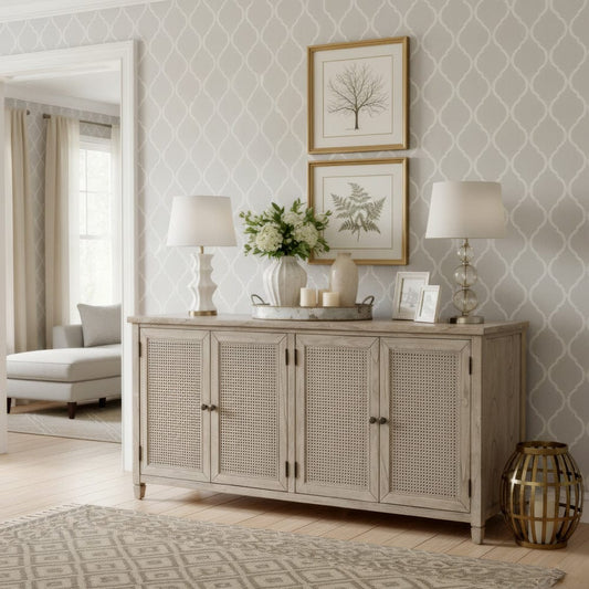 Butler Specialty Company - Flagstaff 70 in. W Rectangular Cane 4 Door Sideboard, Gray - 6264449 view 2