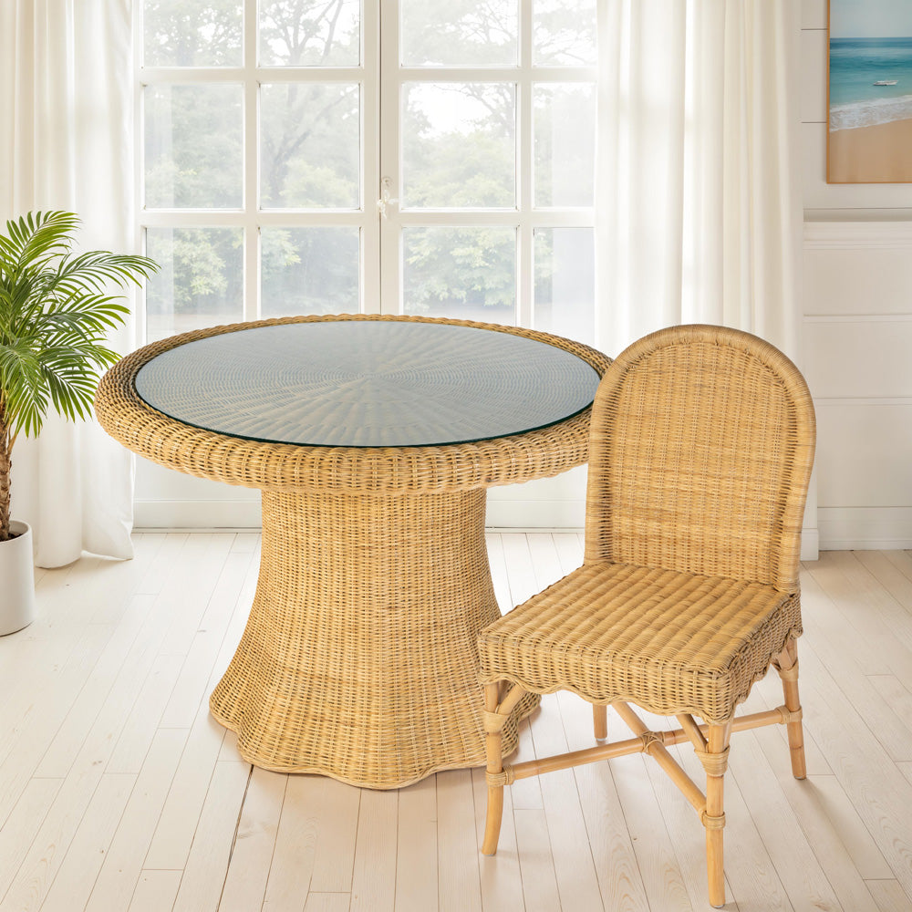Butler Specialty Company - Flora 42 in. W Round Rattan Dining Table w Glass Top, Natural - 5979404 view 5
