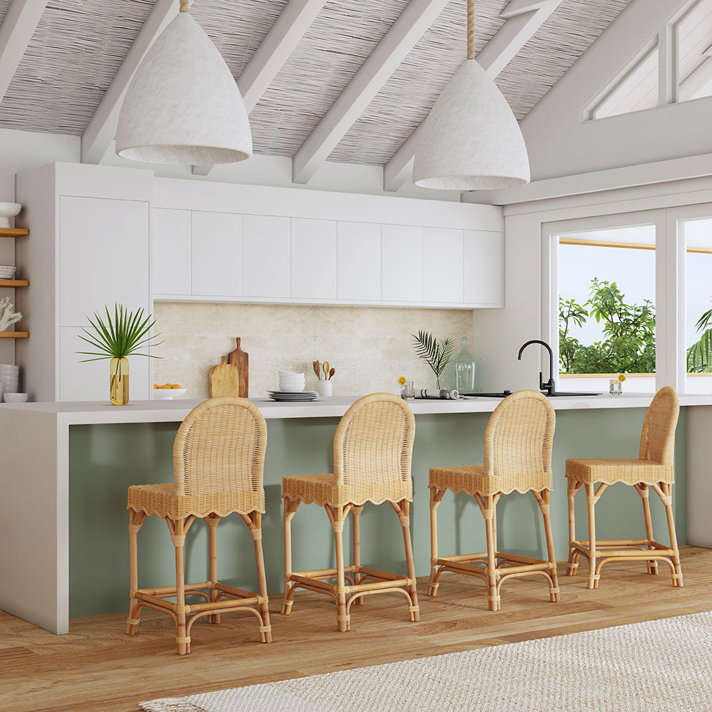 Butler Specialty Company - Flora Rattan 24" Scalloped Edge Counter Stool, Light Brown - 9762404 View 5