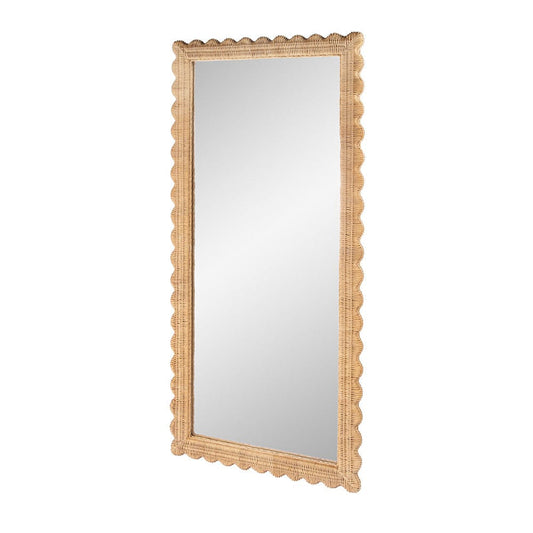 Butler Specialty Company - Flora Scalloped Rattan Floor Mirror, Light Brown - 9766404 View 2