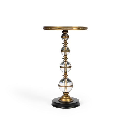 Butler Specialty Company - Forella 12 in. W Round Granite, Acrylic & Metal Pedestal Side Table, Black, Bronze, Clear - 5533140