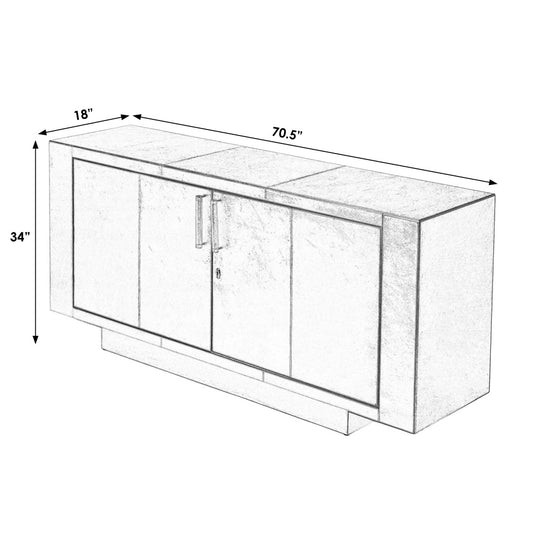 Butler Specialty Company - Francois 70.5 in. W Leather & Wood Buffet/Sideboard with 2 Doors, 1 Interior Drawer and 5 Interior Shelves, Silver - 3736435