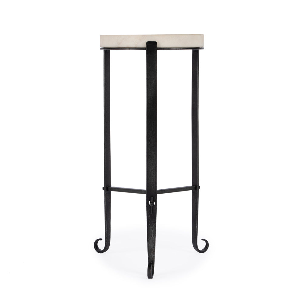 Butler Specialty Company - Freya 11.5 in. W Round Marble & Iron Side Table, Black and White - 5690389
