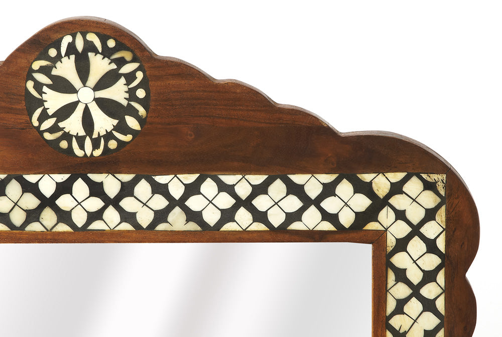 Butler Specialty Company - Gabby Wood & Bone Inlay Wall Mirrored, Medium Brown - 3879338