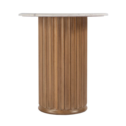 Butler Specialty Company - Geneva 22 in. W Round Marble and Wood Side Table, Brown, White - 5861455 View 2