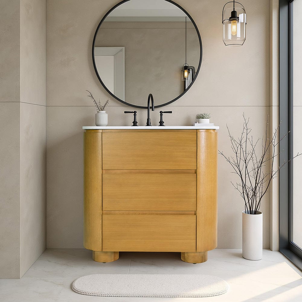Butler Specialty Company - Genoa 36 in. W Rectangular Wood & Quartz 2 Drawer Single Sink Bathroom Vanity, Light Brown - 6271492 view 4