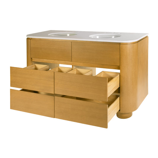 Butler Specialty Company - Genoa 60. in. W Rectangular Wood & Quartz 4 Drawer Double Sink Bathroom Vanity, Light Brown - 6273492 view 2