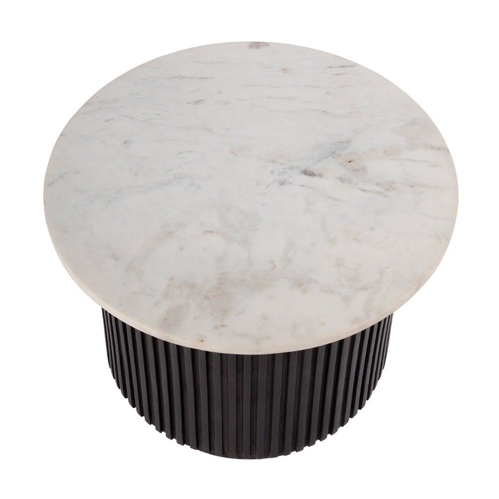Butler Specialty Company - Georgia 22 in. W Round Wood and Marble Ribbed Side Table, Brown, White - 5823389 view 3
