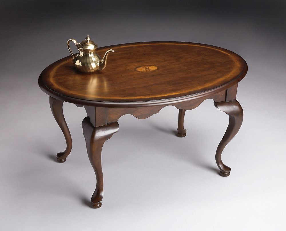 Butler Specialty Company - Grace 38 in. W Oval Wood 4 Leg Coffee Table, Dark Brown - 3012024
