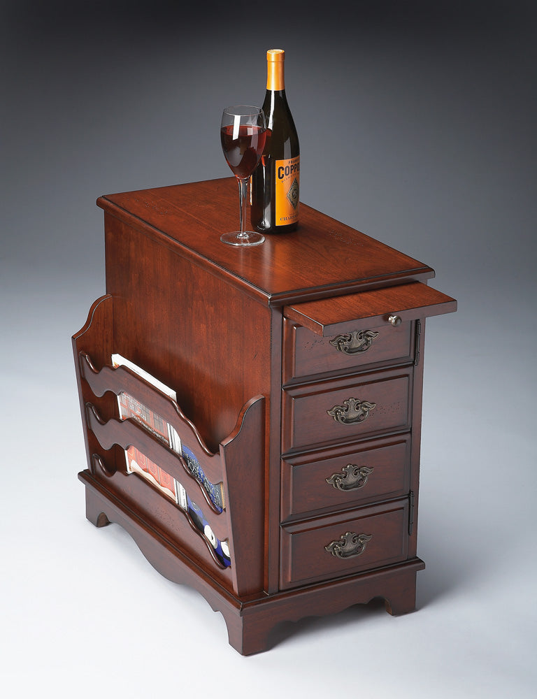 Butler Specialty Company - Gregory 14.5 in. W Rectangular Wood Enclosed Storage Side Table with Magazine Holder, Dark Brown - 7038024