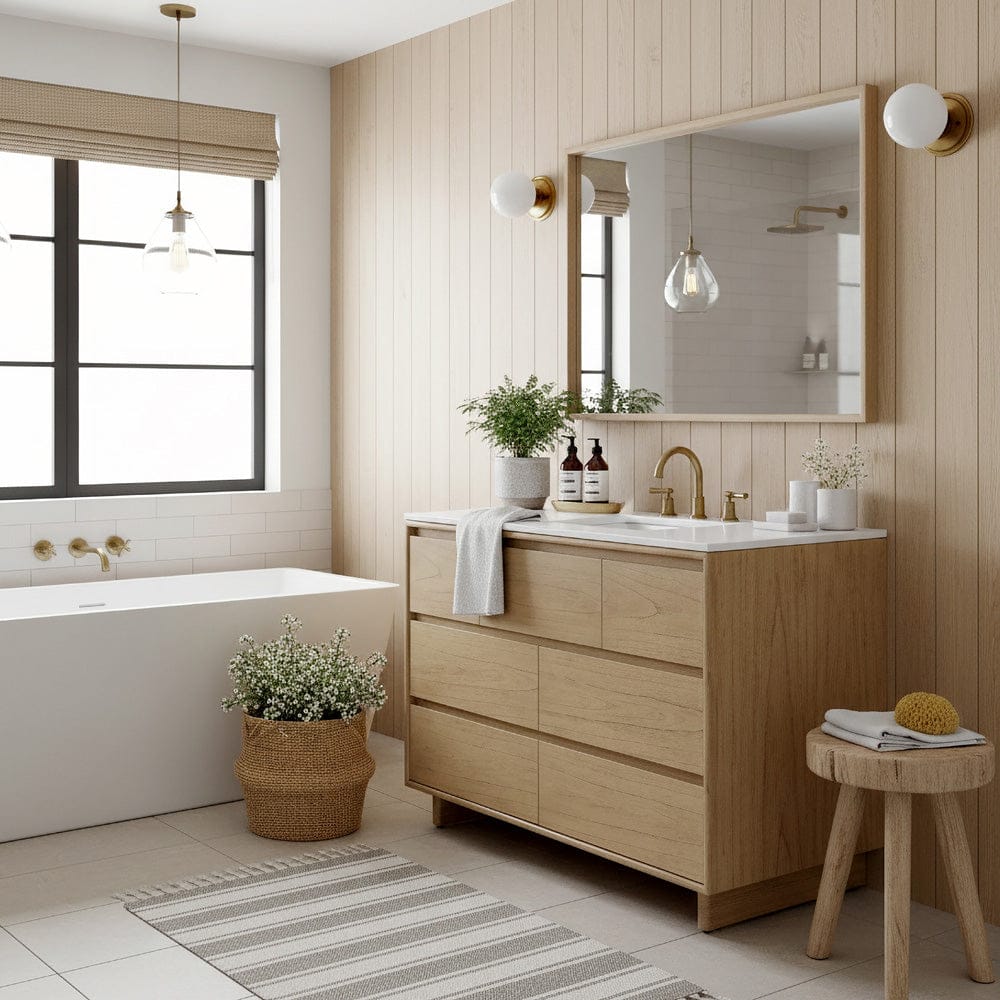 Butler Specialty Company - Halmstad 48 in. W Rectangular Wood Single Sink 6 Drawer Vanity Set, Light Brown - 6268488 view 3