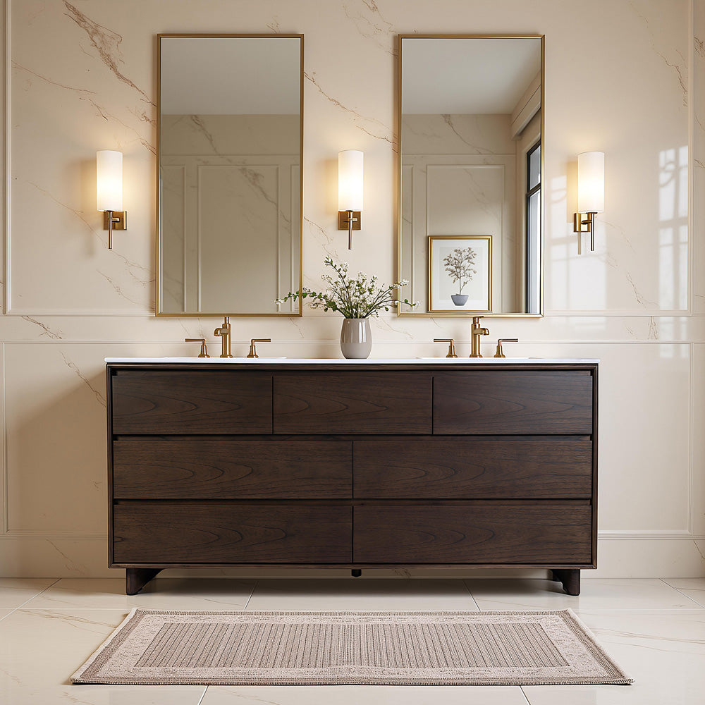 Butler Specialty Company - Halmstad 72 in. W Rectangular Wood Double Sink 5 Drawer Vanity Set, Brown - 6270497 view 4