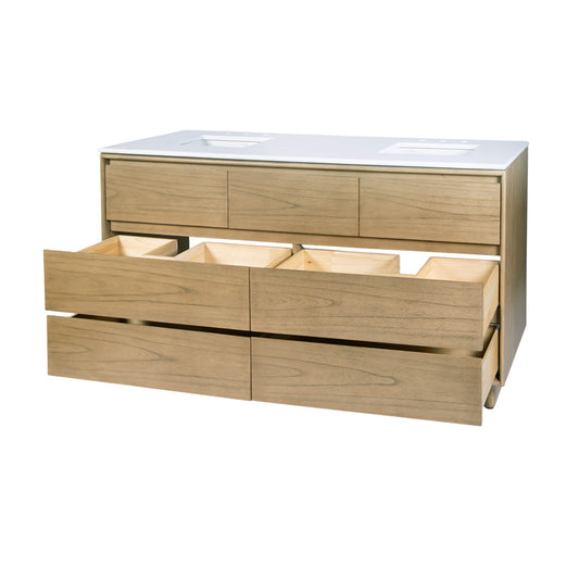 Butler Specialty Company - Halmstad 72 in. W Rectangular Wood Double Sink 5 Drawer Vanity Set, Light Brown - 6270488 view 2