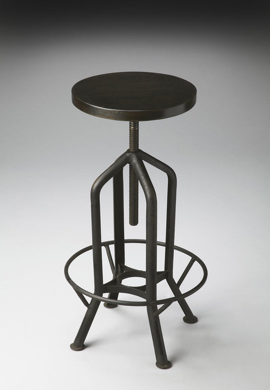 Butler Specialty Company - Hampton 24-39 in. H Adjustable Height Metal & Wood Swivel Backless Bar Stool, Black - 2883025_CLOSEOUT