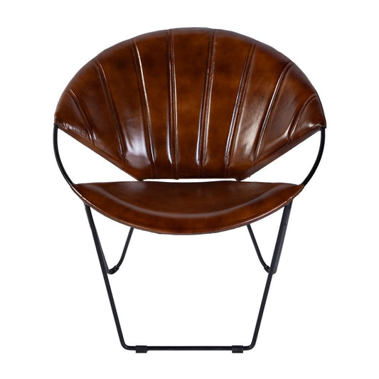 Butler Specialty Company - Harlan 18 in. Seat Height Round Leather and Iron Accent Chair, Brown - 5877344 View 2