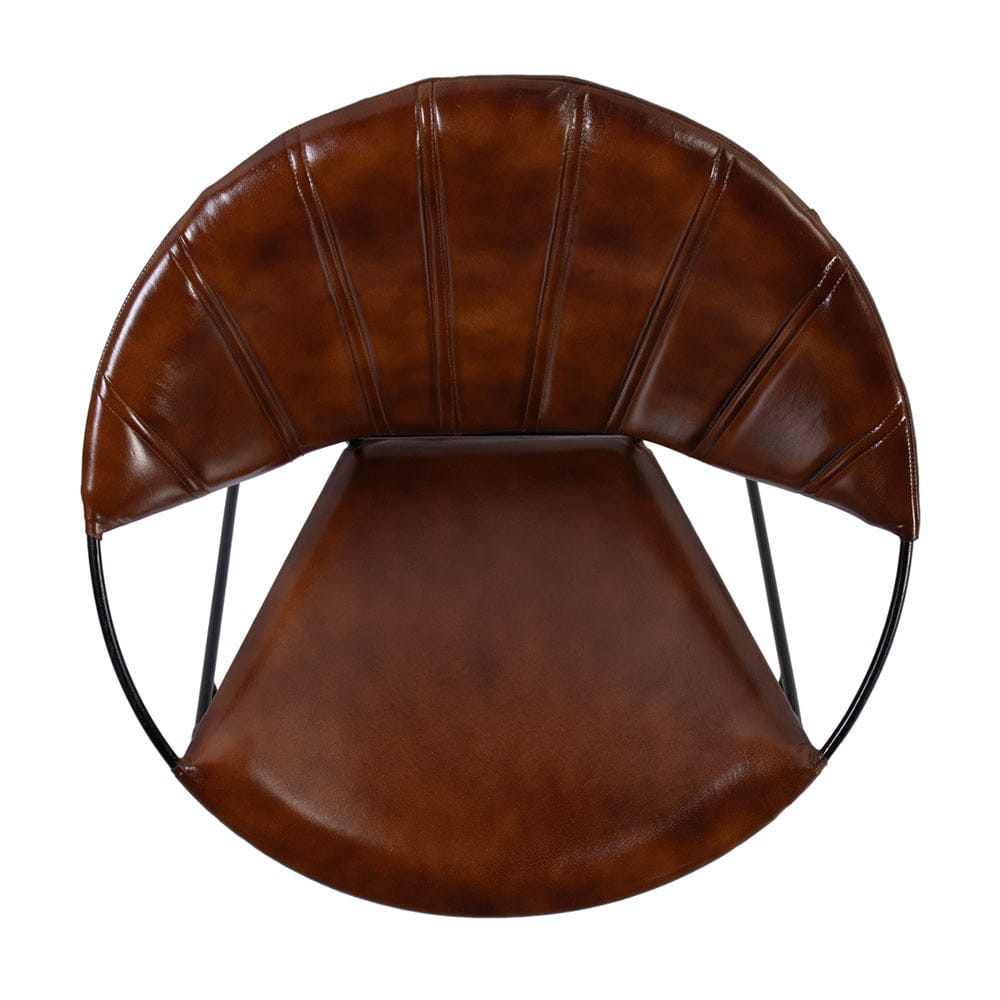 Butler Specialty Company - Harlan 18 in. Seat Height Round Leather and Iron Accent Chair, Brown - 5877344 View 4