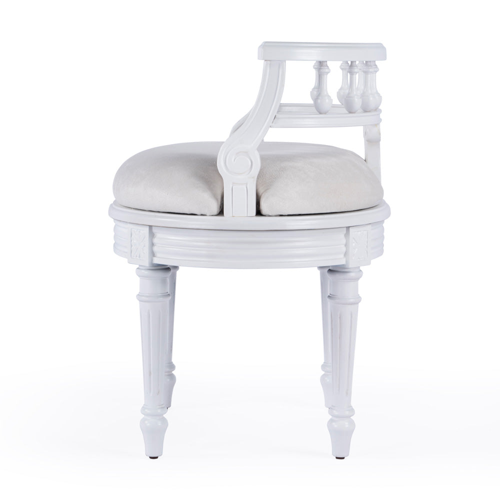 Butler Specialty Company - Hathaway 22.5 in. W Oval Upholstered Vanity Seat, White - 1218222