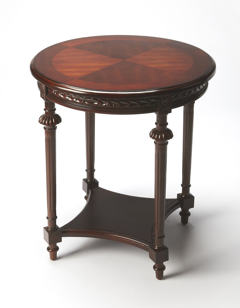 Butler Specialty Company - Hellinger 24 in. W Round Wood End Table with Lower Shelf, Dark Brown - 6162024