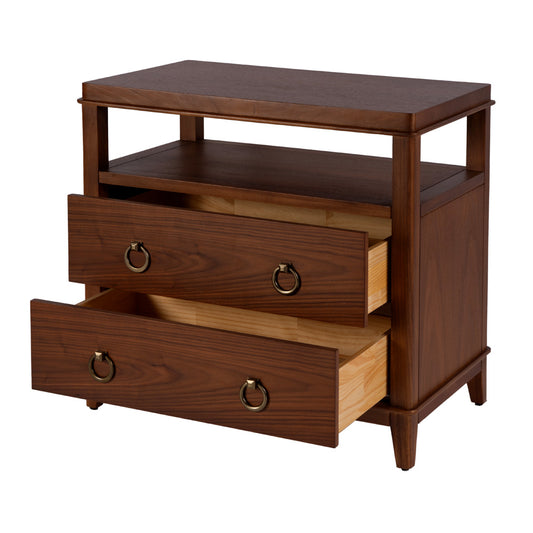 Butler Specialty Company - Highbury 28 in. W Rectangular Wood 2 Drawer Nightstand w Open Shelf, Medium Brown - 6251489 view 2