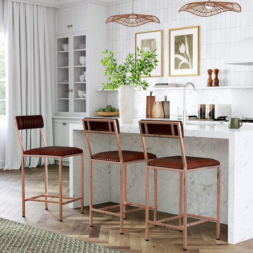 Butler Specialty Company - Houston 24" Leather Counter Stool, Medium Brown - 5623344 view 7