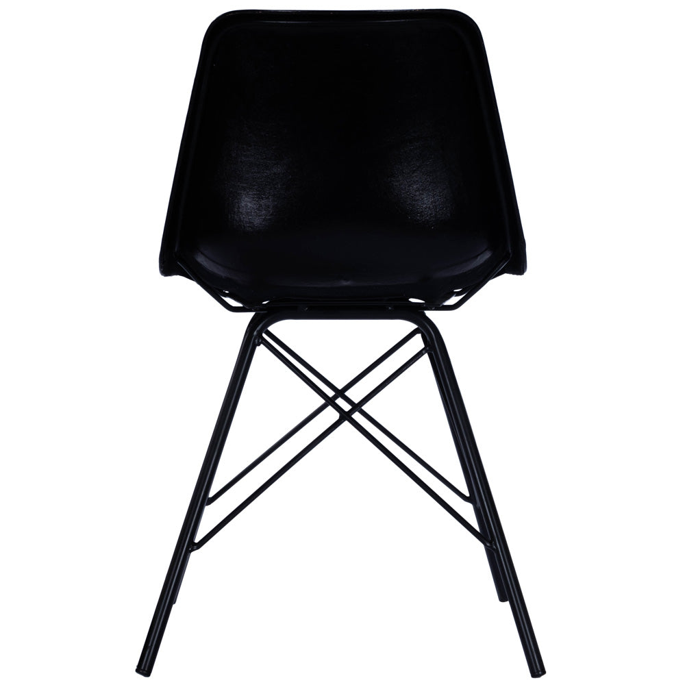 Butler Specialty Company - Inland 18 in. Seat Height Upholstered Leather & Metal Side Chair with Back, Black - 3673034_CLOSEOUT